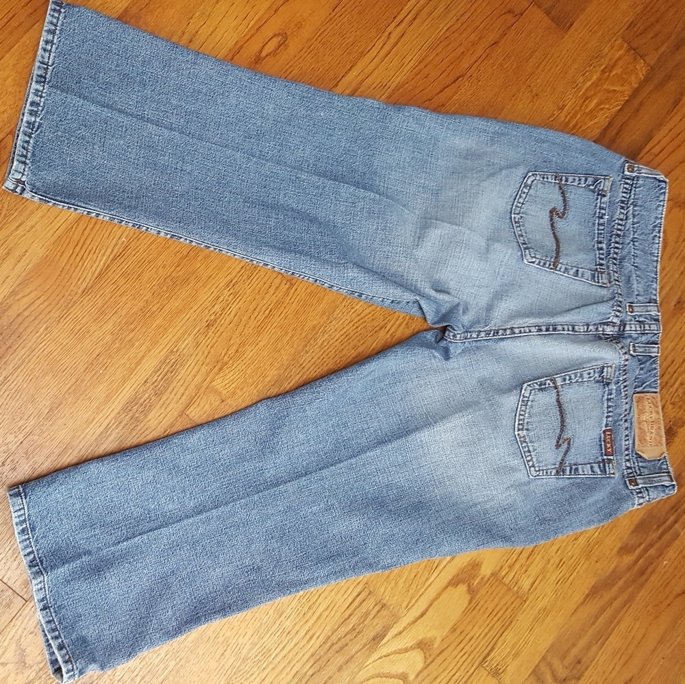 Lucky Brand Jeans Cropped Dungarees Gene Montesano‎
